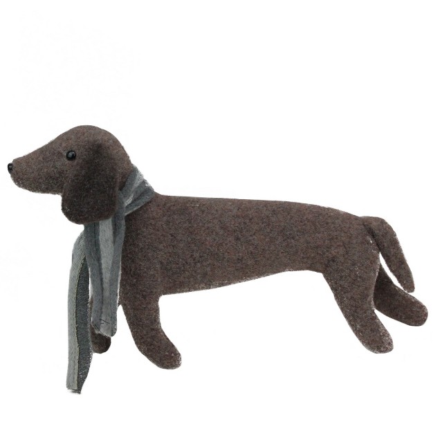 Northlight 7 5 Plush Brown Dachshund Dog With Scarf Christmas Decoration