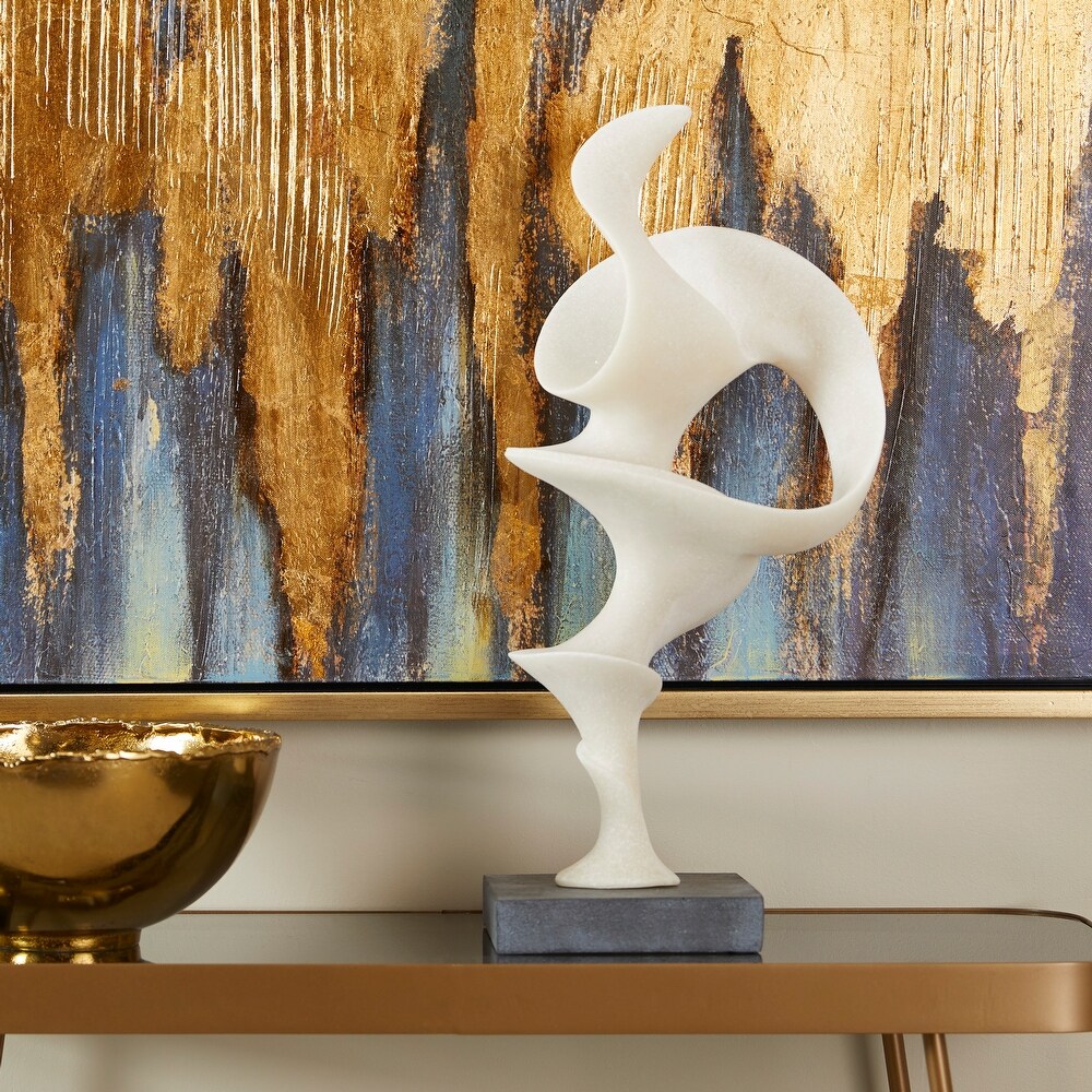 White Polystone Contemporary Abstract Sculpture