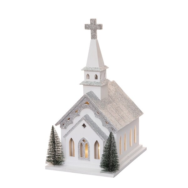 Transpac Wood 17 in. Multicolor Christmas Church