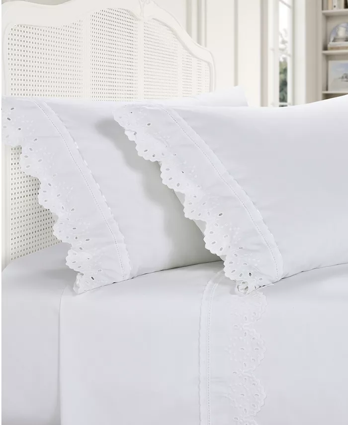 Piper and Wright Eyelet 4-Pc. Sheet Set， Full