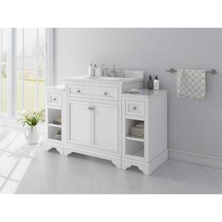 Home Decorators Collection Mornington 54 in. W x 21 in. D x 38 in. H Single Bath Vanity in White with Marble Vanity Top in White with White Sink MD-V036-2017-WH