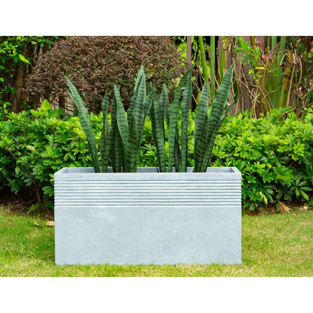 Wide Kante Lightweight Modern Rectangular Concrete Outdoor Planter Box Slate Gray