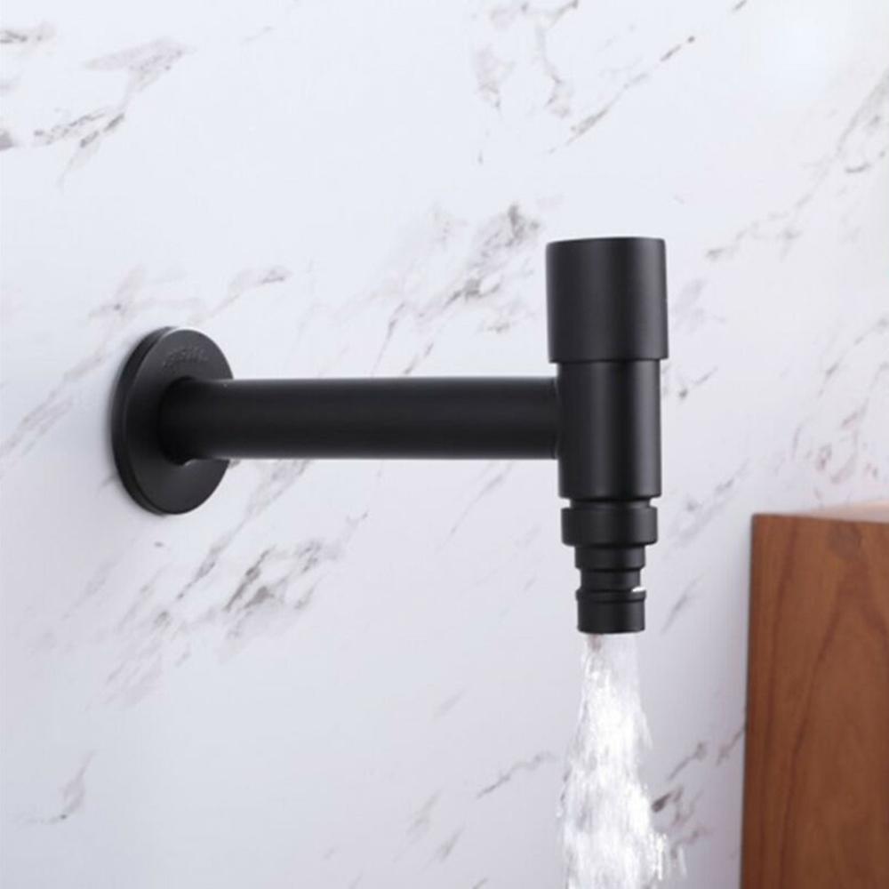 Black Stainless Steel Wall Mounting Faucet Bathroom Cold Water Tap Single Handle Single Hole Standard G1 / 2 Kitchen Taps