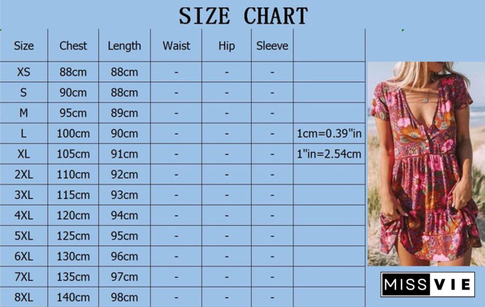 XS-8XL Summer Dress Plus Size Fashion Women's Casual Short Sleeve T-shirt Dress Floral Flower Printed Party Dress Ladies V-neck Loose Mini Dress Beach Wear Pleated Dress