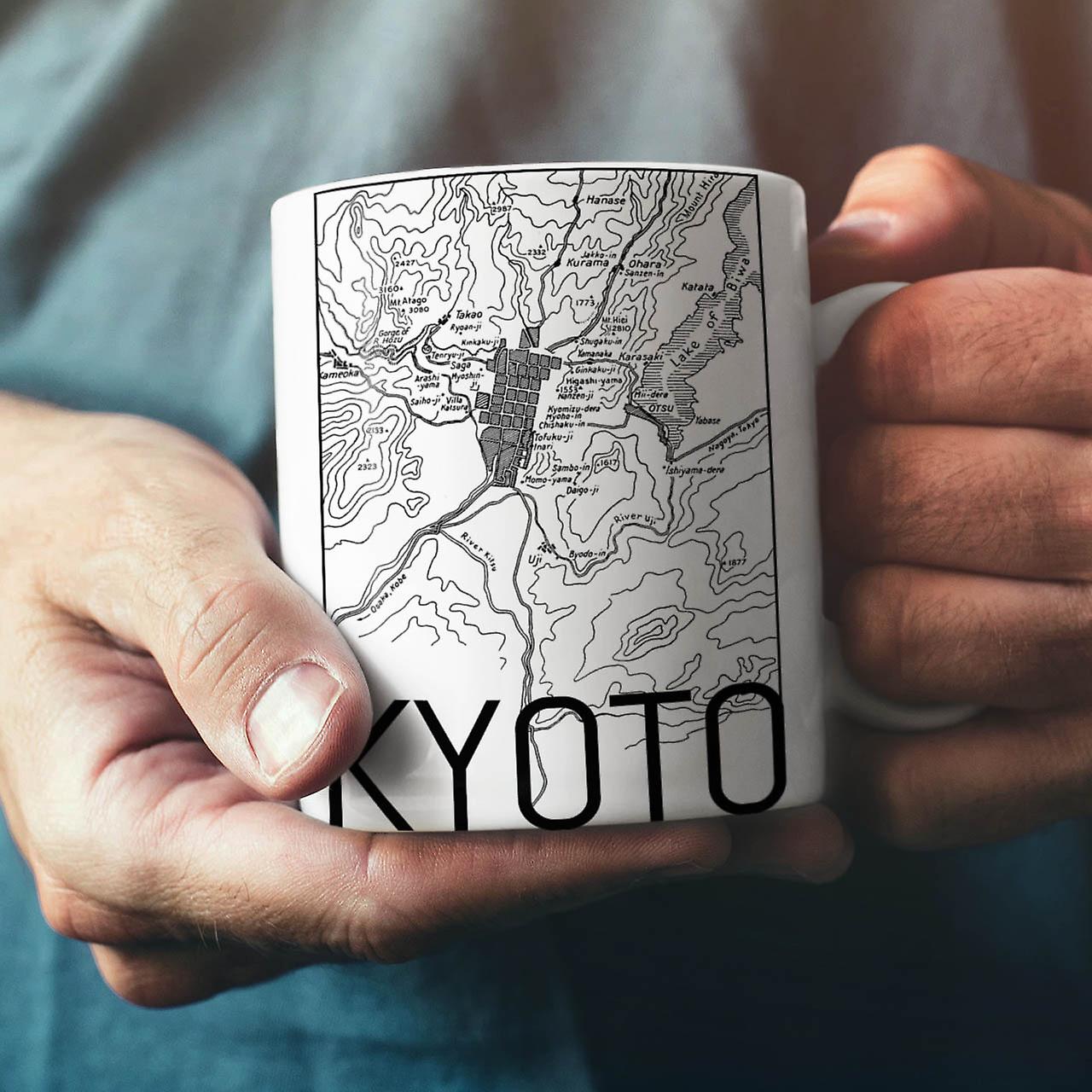 Kyoto City Map Fashion NEW White Tea Coffee Ceramic Mug 11 oz | Wellcoda