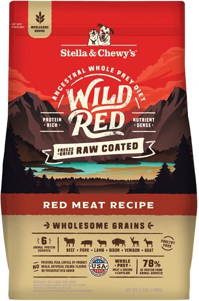 Stella and Chewy's Wild Red Raw Coated Kibble Wholesome Grains Red Meat Recipe Dry Dog Food