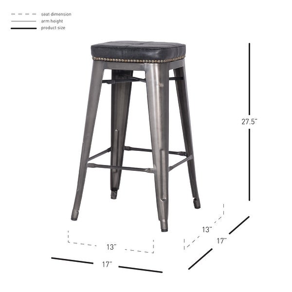 Metropolis PU Leather Metal Backless Counter Stool，Set of 4 - N/A