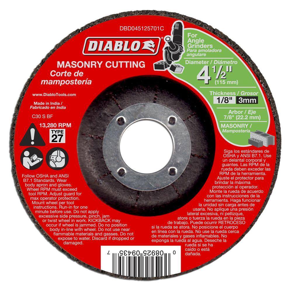 DIABLO 4-12 in. x 18 in. x 78 in. Masonry Cutting Disc with Type 27 Depressed Center (10-Pack) DBD045125701C010