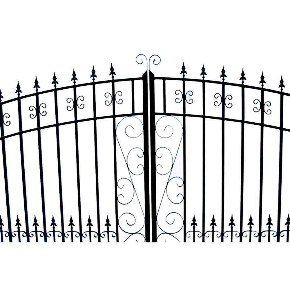 ALEKO Venice Style 12 ft. x 6 ft. Black Steel Dual Swing Driveway Fence Gate DG12VEND-HD