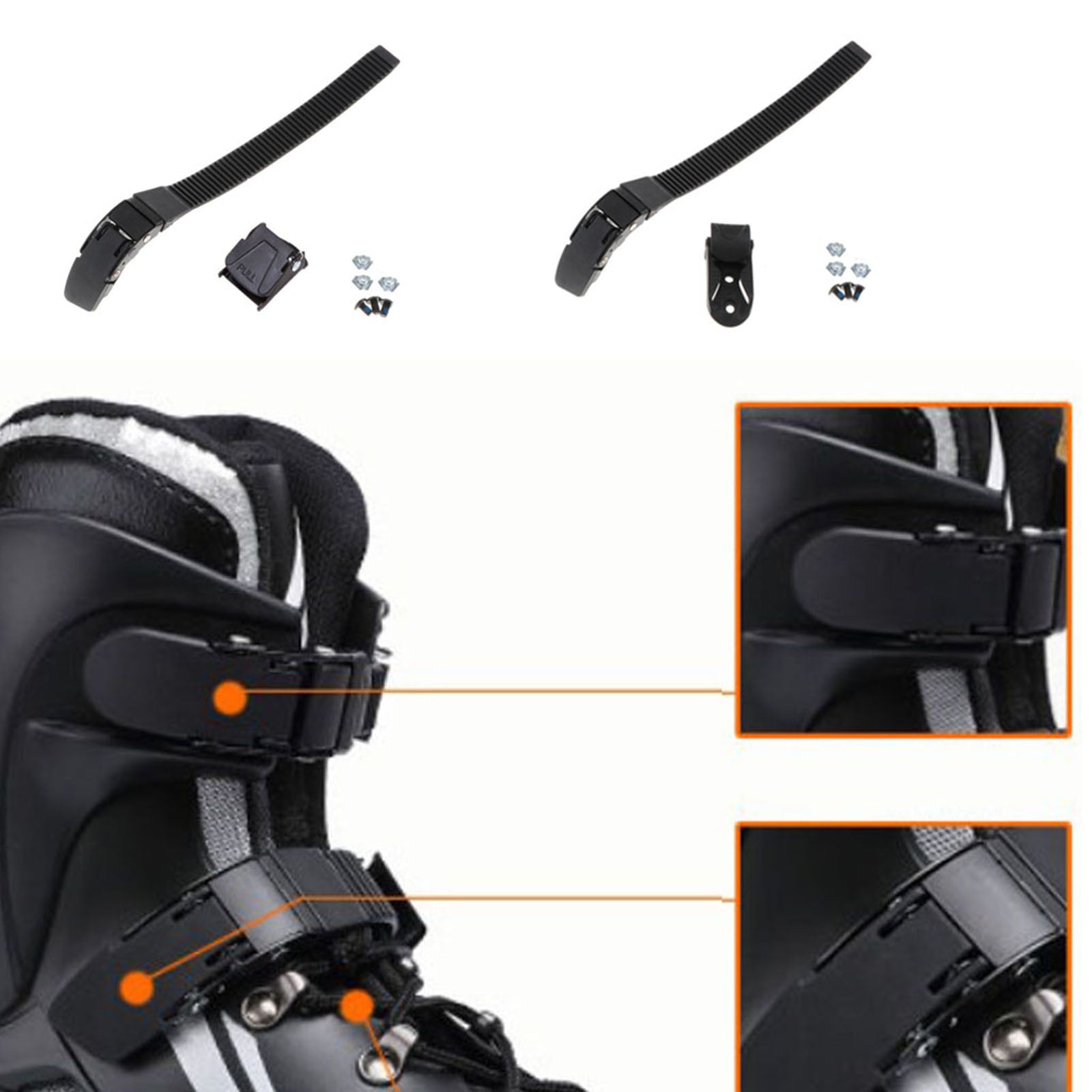 Replacement Inline Roller Skate Shoes Strap with Clamp Screws Nuts Type B