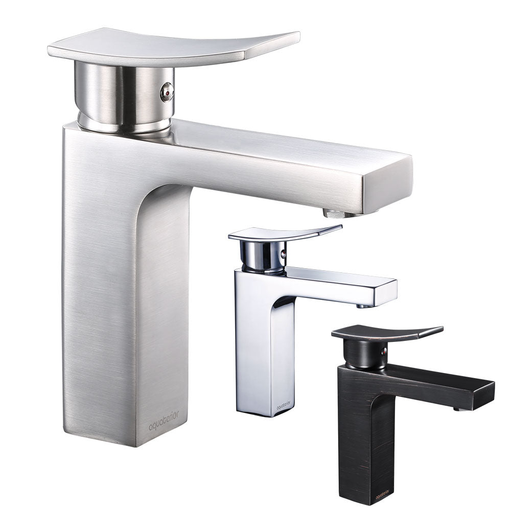 Aquaterior Bathroom Faucet Single Hole Square 1-Handle Cold Hot 7.5