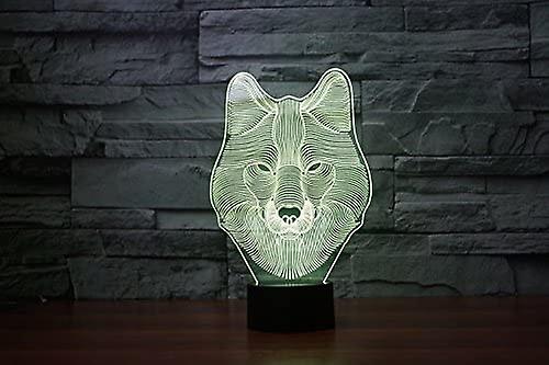 3d Animal Wolf Head Night Light Touch Table Desk Optical Illusion Lamps 7 Color Changing Lights Home Birthday Gift