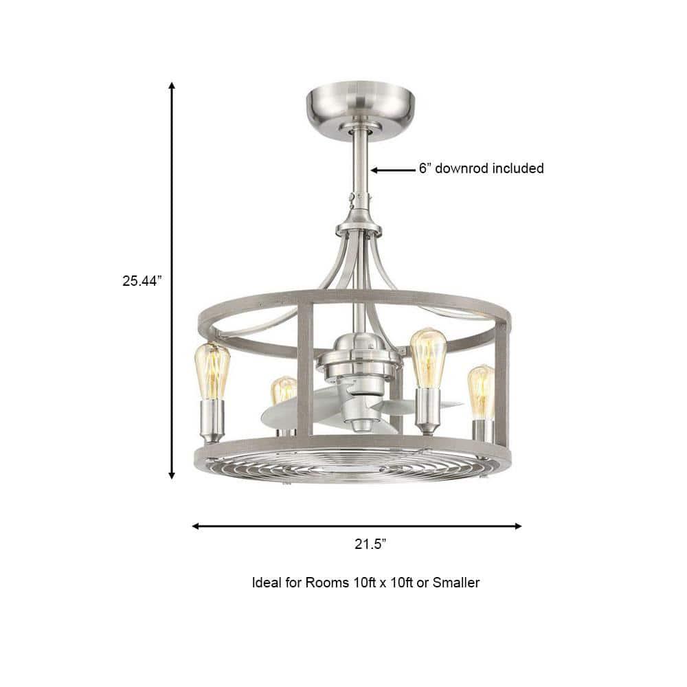 Hampton Bay Bardeau IndoorOutdoor 2112 in Brushed Nickel Dual Mount Farmhouse Ceiling Fan with Light Kit and Remote Control