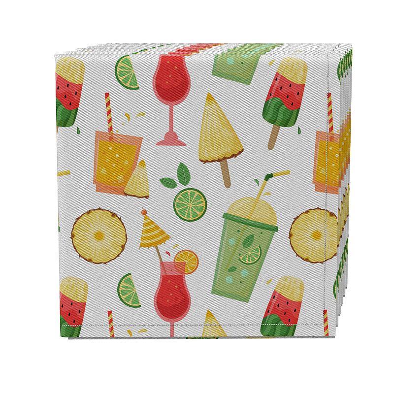 Napkin Set of 4， 100% Cotton， 20x20， Fruity Summer Beverages