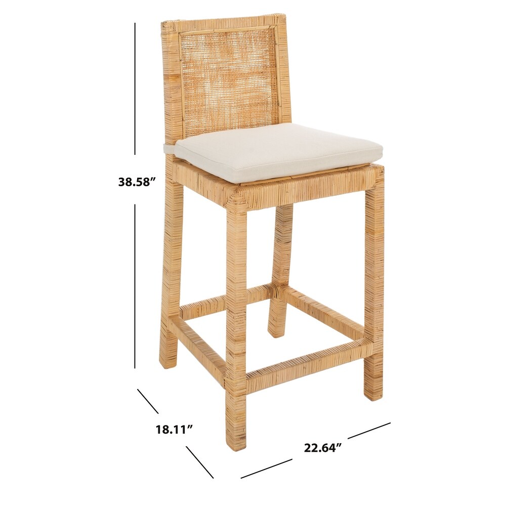 SAFAVIEH Tojo 24 inch Cane Counter Stool with Cushion   22.6\