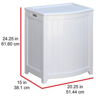 Oceanstar White Wainscot Style Bowed Front Laundry Hamper BHP0106W