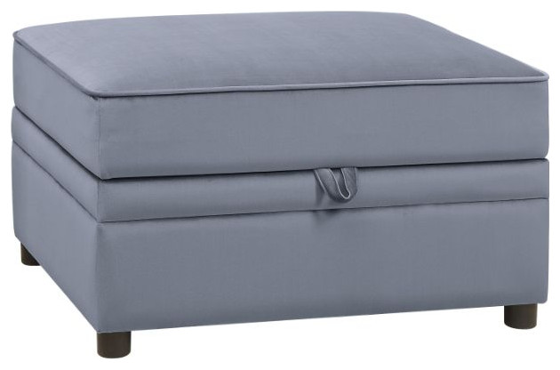 Acme Bois II Storage Ottoman Gray Velvet   Transitional   Footstools And Ottomans   by AMOC  Houzz