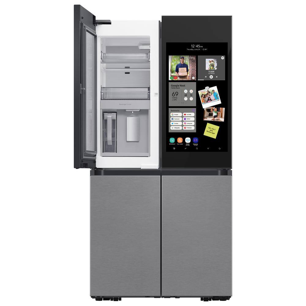  Bespoke 36 in. 29 cu. ft. 4-Door Flex Refrigerator with Family Hub+ in Charcoal Glass and Stainless Steel Panels RF29CB9900QK