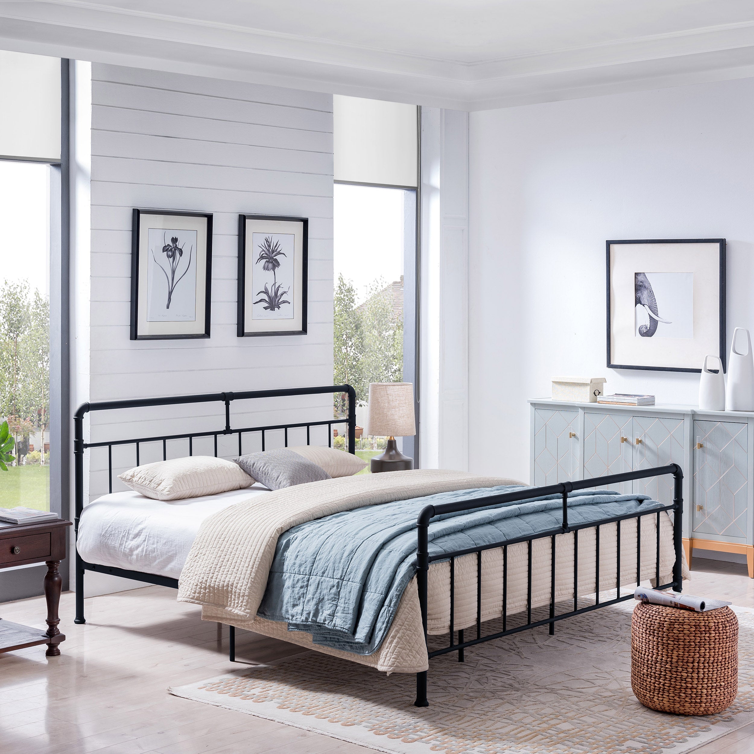 Sally King-Size Iron Bed Frame, Minimal, Industrial