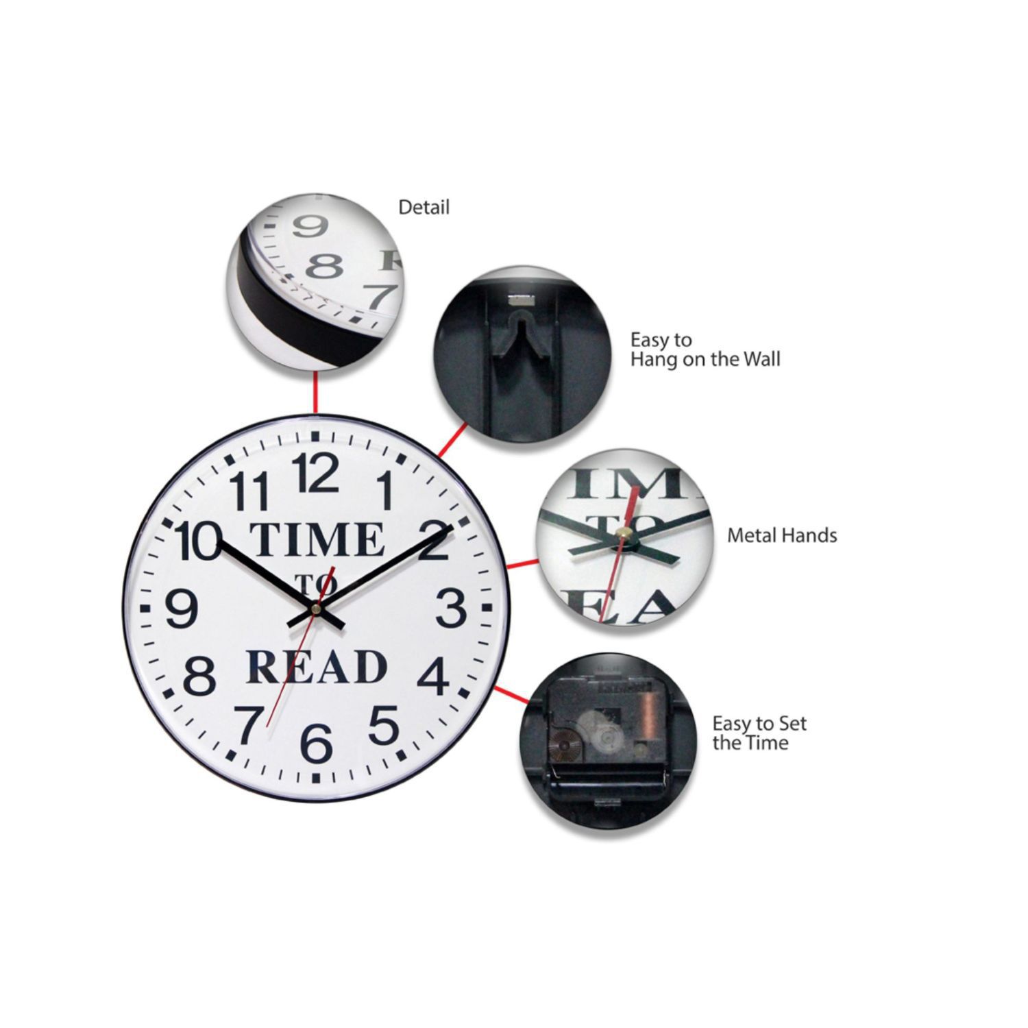 Infinity Instruments ITC Time to Read Round Wall Clock