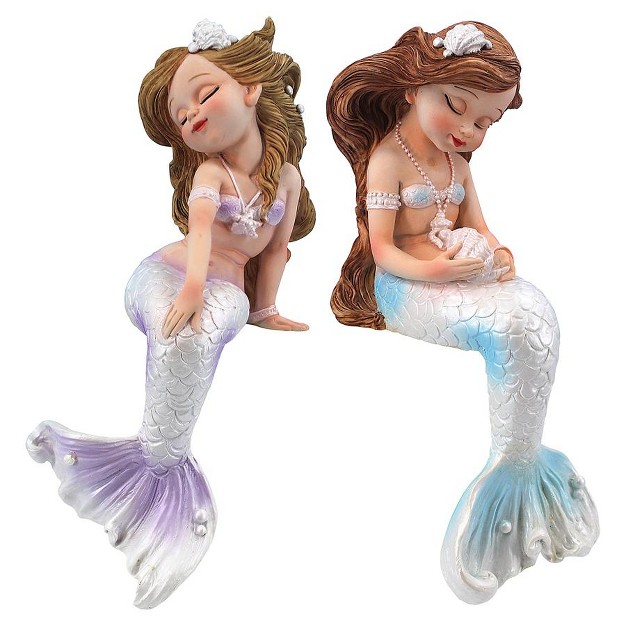 Design Toscano Sirens Of The Sea Sitting Mermaid Twin Statues