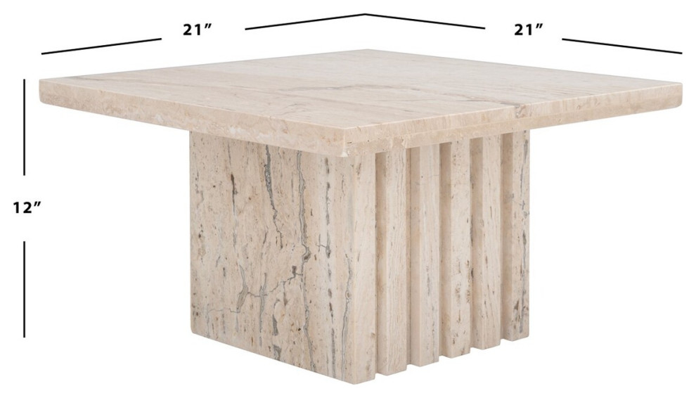 Safavieh Couture Olivia Square Travertine Accent Table Off White   Transitional   Side Tables And End Tables   by Safavieh  Houzz