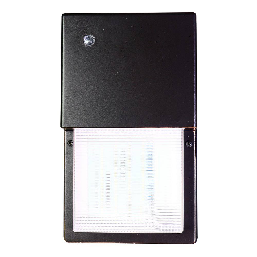 Commercial Electric 100- Watt Equivalent Integrated LED Bronze Security Dusk to Dawn Photocell Sensor Outdoor Wall Pack Light 5000K S10WPK850DDBZHD