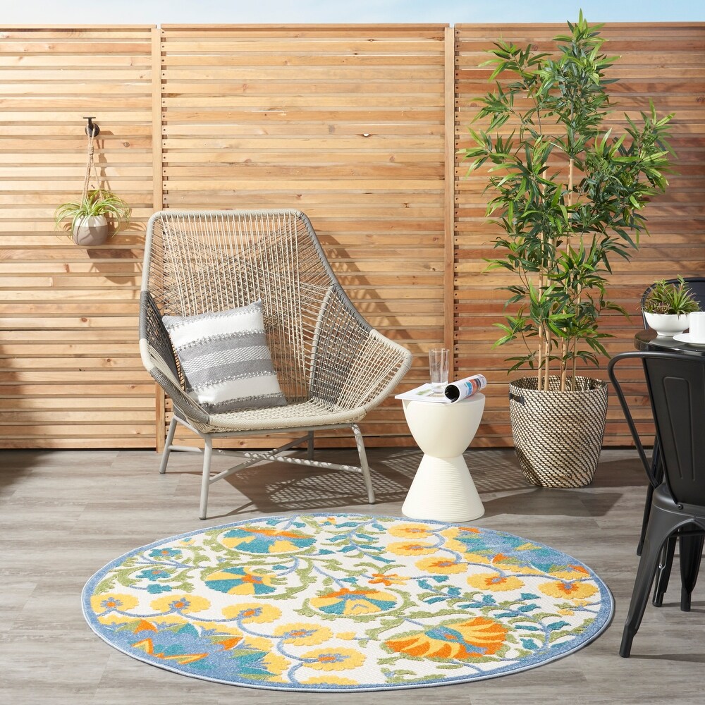 Nourison Aloha Modern Floral Vibrant Multicolored Indoor/Outdoor Area Rug