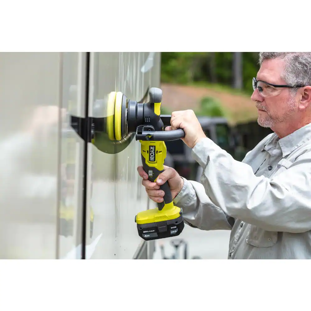 RYOBI PBF100K ONE+ 18V Cordless 5 in. Variable Speed Dual Action Polisher Kit with 4.0 Ah Battery and 18V Charger