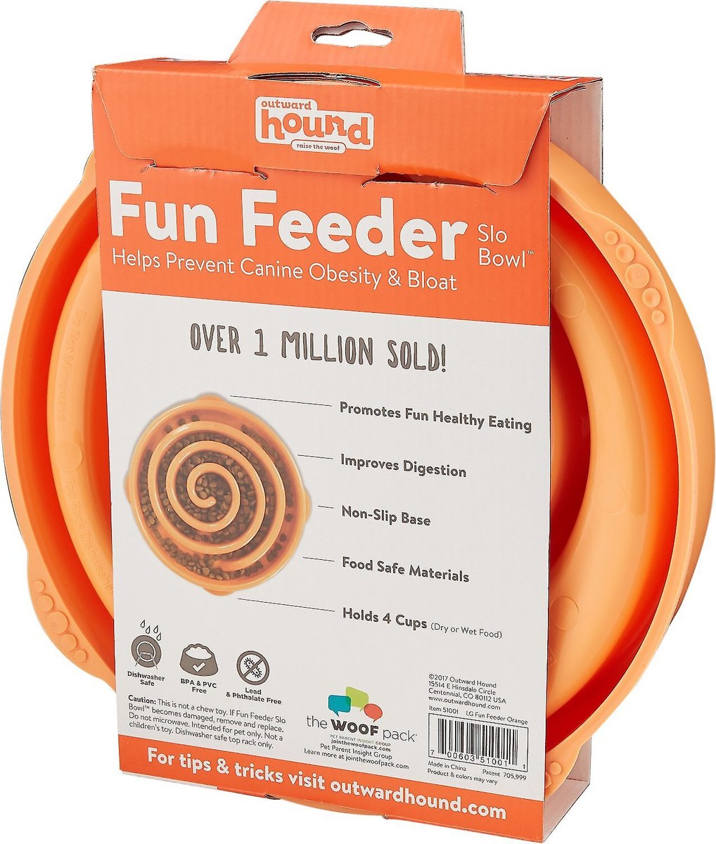 Outward Hound Fun Feeder Interactive Dog Bowl， Orange