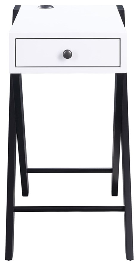 Wooden Frame Side Table with X Shaped Legs and 1 Drawer White and Black   Transitional   Side Tables And End Tables   by Homesquare  Houzz