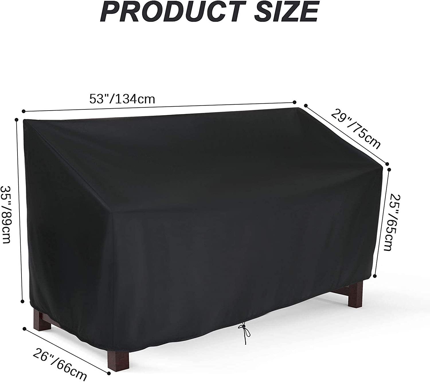 Saking Outdoor Bench Cover, 2 Seat Patio Garden Park Loveseat, Sofa, Glider, Furniture Cover 53L x 26W x 35H inch