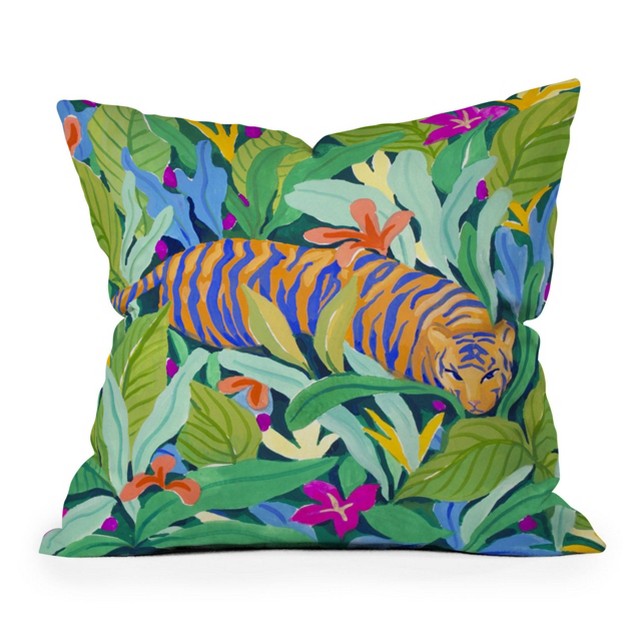 Sunlee Art Colorful Jungle Square Throw Pillow Green Deny Designs