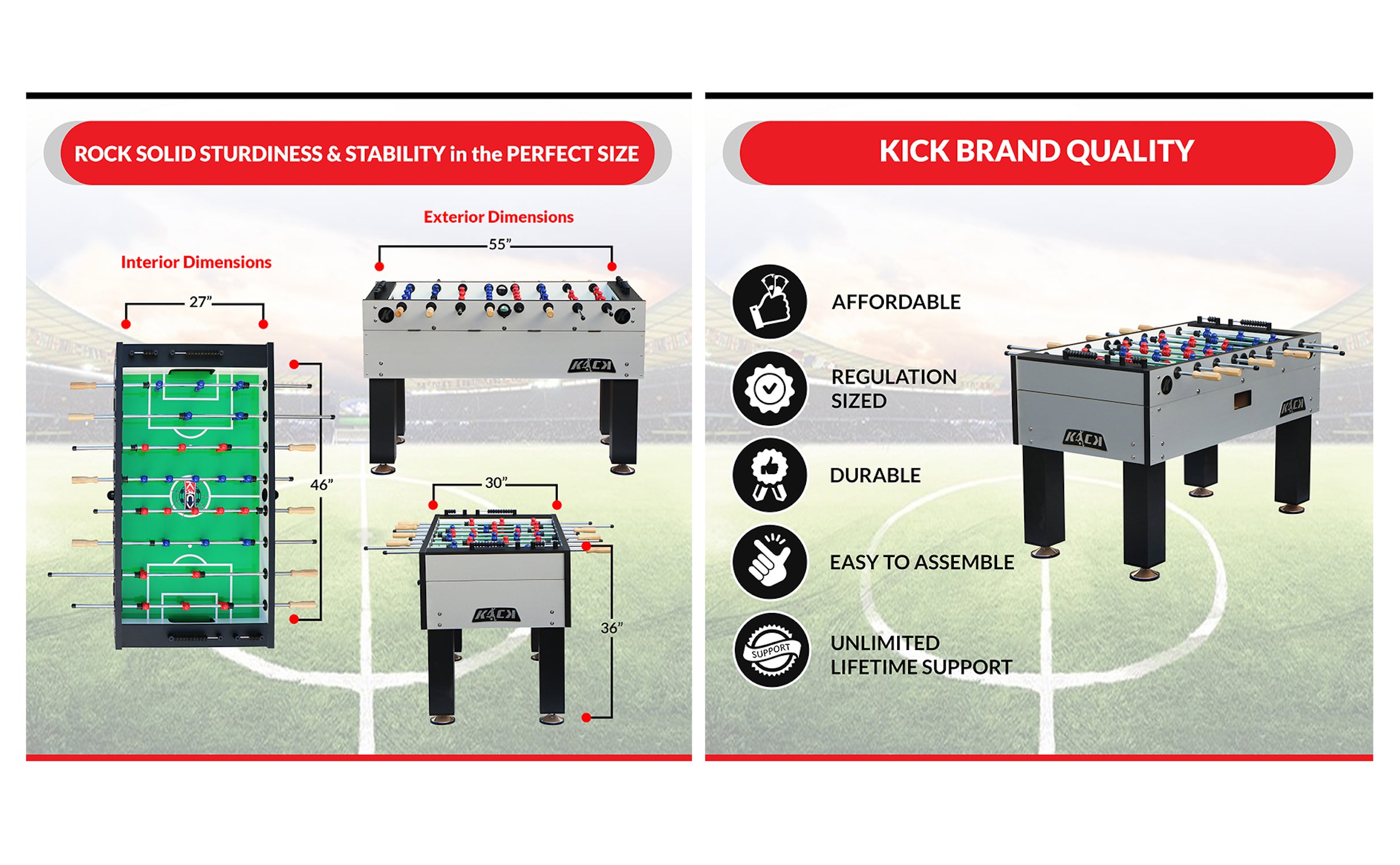 KICK Titan 55" Tournament Foosball Table (Gray)