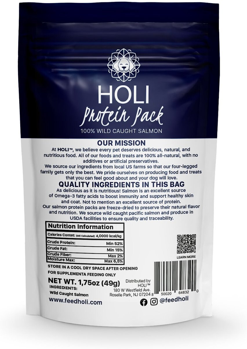 HOLI Wild Caught Salmon Protein Pack Grain-Free Freeze-Dried Dog Food Topper