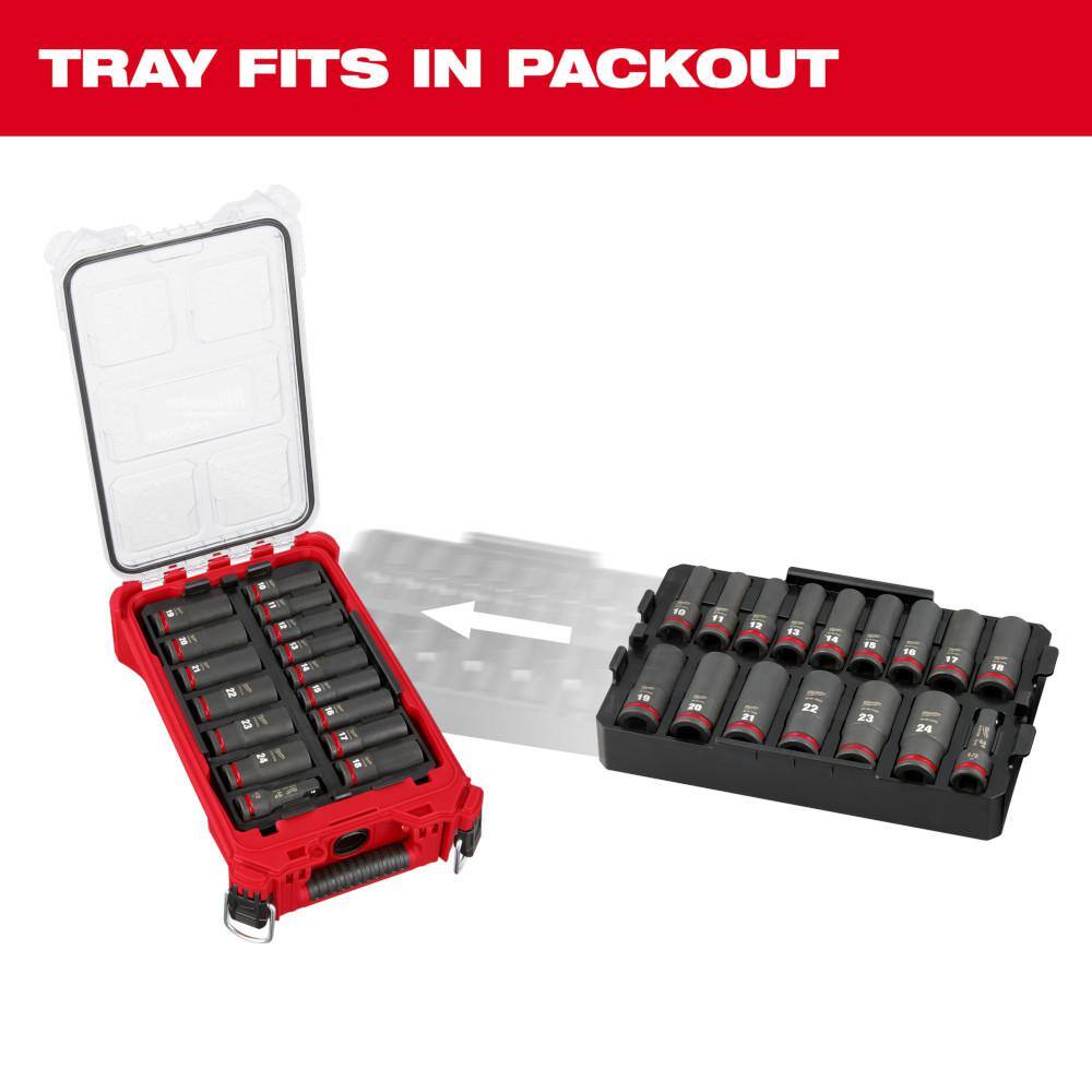 MW SHOCKWAVE Impact-Duty 12 in. Drive Metric Deep Well Impact Socket Set (16-Piece) 49-66-6818