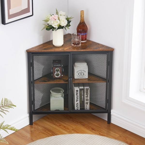 Modern Triangle Corner Side Table/End Table with 3-tier Shelf