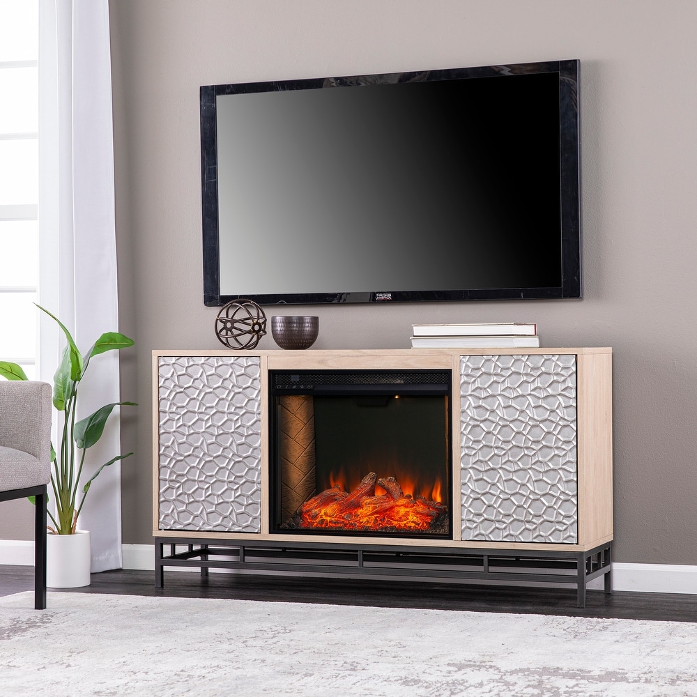 SEI Furniture Ausborne Electric Fireplace w/ Media Storage   Natural