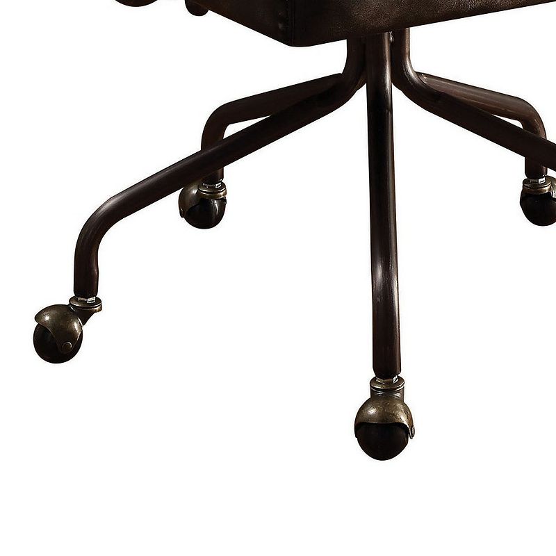 Metal and Leather Executive Office Chair， Black