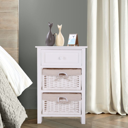 One Drawer Nightstand with Two Removable Baskets  ...