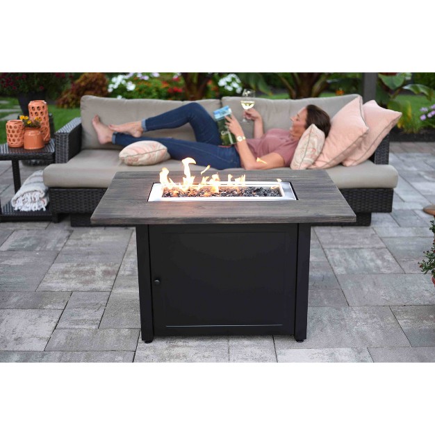 Rectangle Lp Gas Outdoor Fire Pit Black