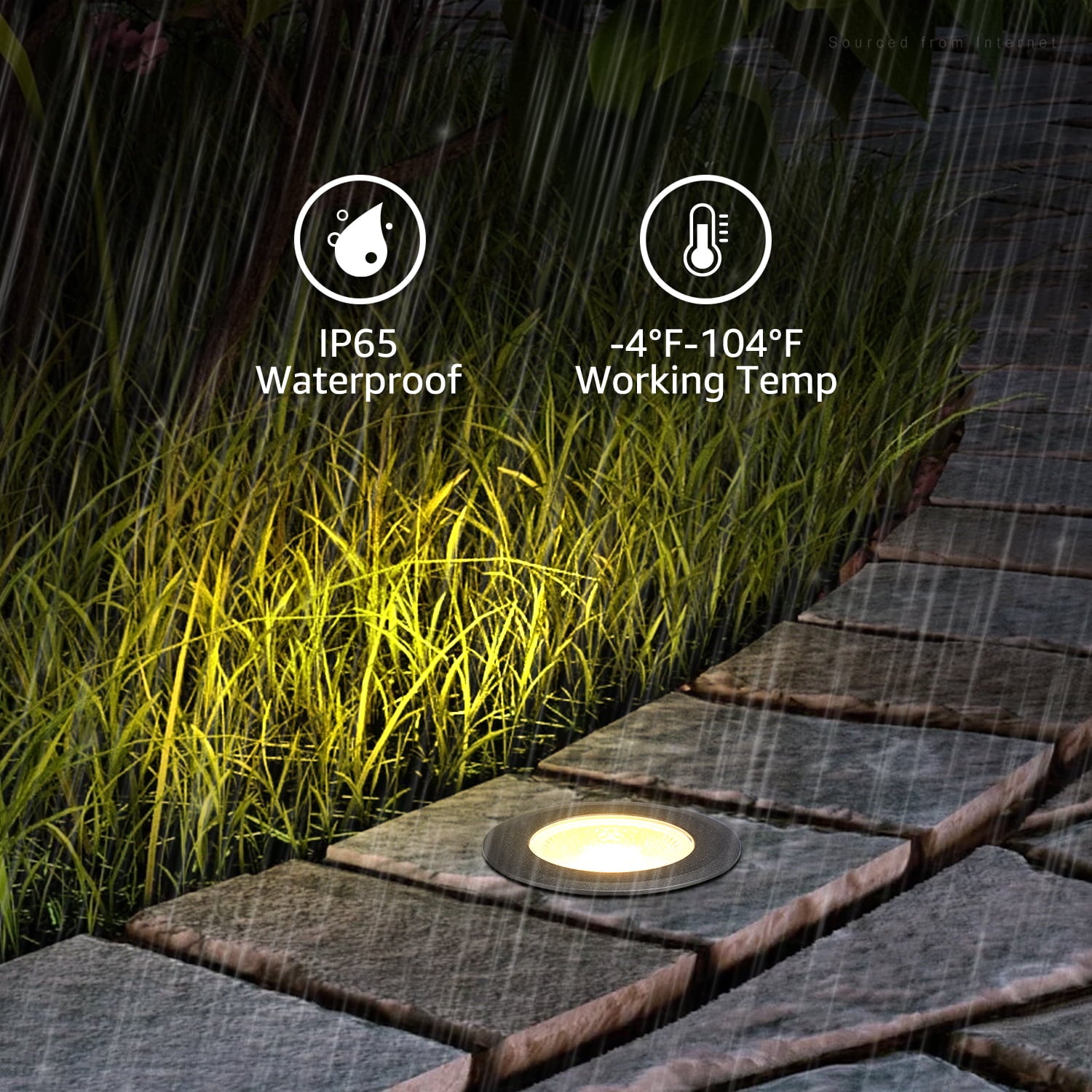 LEONLITE 12 Pack 7W LED Outdoor Well Light， 12-24V AC/DC In-Ground Landscape Lighting， IP67 Waterproof Linkable Pathway Lights， 3000K Warm White， for Yard， Garden， Patio