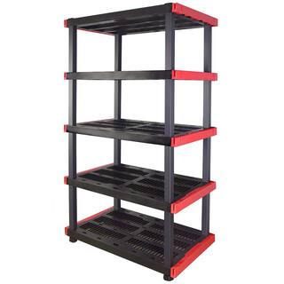 Black 5-Tier Plastic Garage Storage Shelving Unit (40 in. W x 72 in. H x 24 in. D) shelve-613