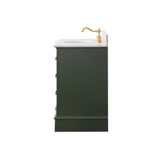 SUDIO Monroe 36 in. W x 22 in. D x 33.7 in. H Bath Vanity in Evergreen with White Marble Top Monroe-36EG