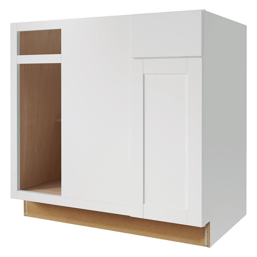 Hampton Bay Westfield Feather White Shaker Stock Blind Corner Base Kitchen Cabinet (36 in. W x 23.75 in. D) F11SCB36R