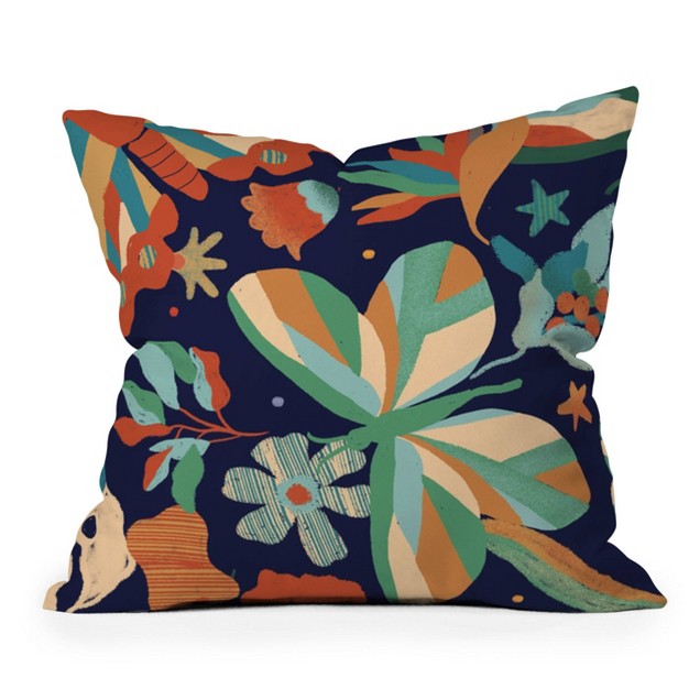 Barbara Dantas Garden Square Throw Pillow Blue Deny Designs