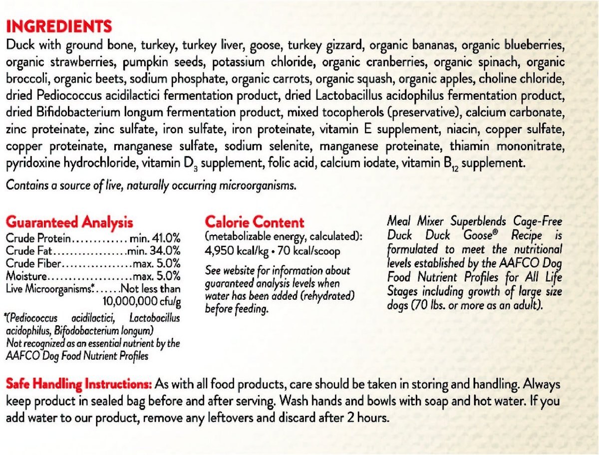 Stella and Chewy's SuperBlends Cage-Free Duck Duck Goose Recipe Meal Mixers Freeze-Dried Raw Dog Food Topper