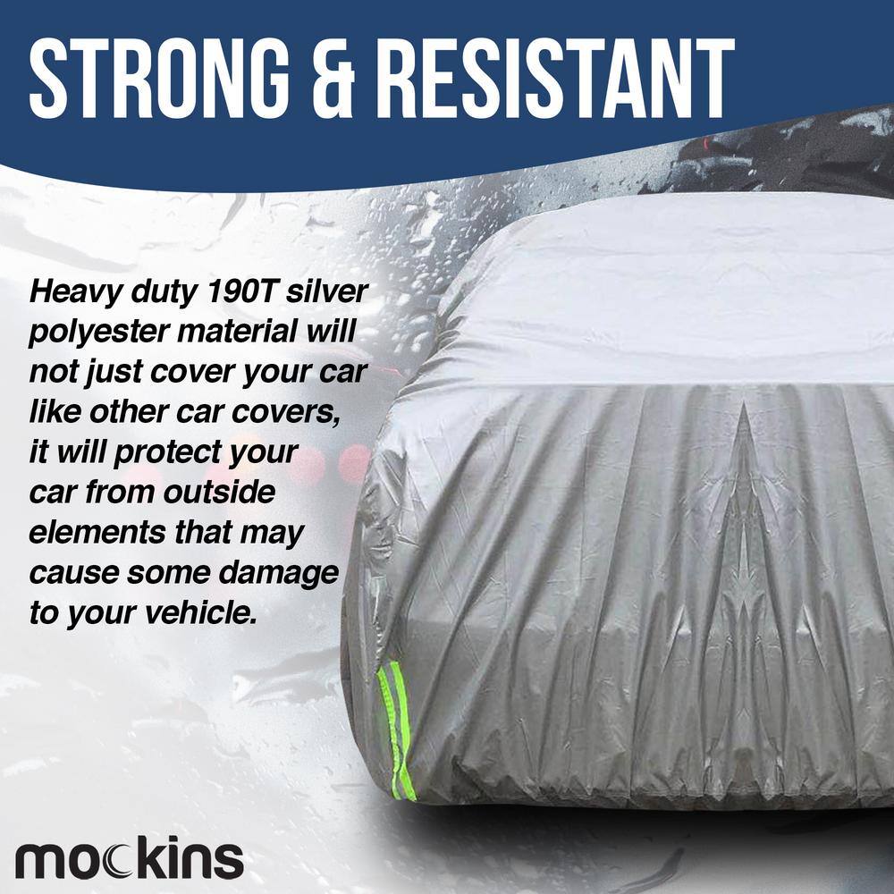 Mockins 200 in. x 75 in. x 60 in. Heavy-Duty Silver Waterproof Car Cover - 190T Polyester MA-48