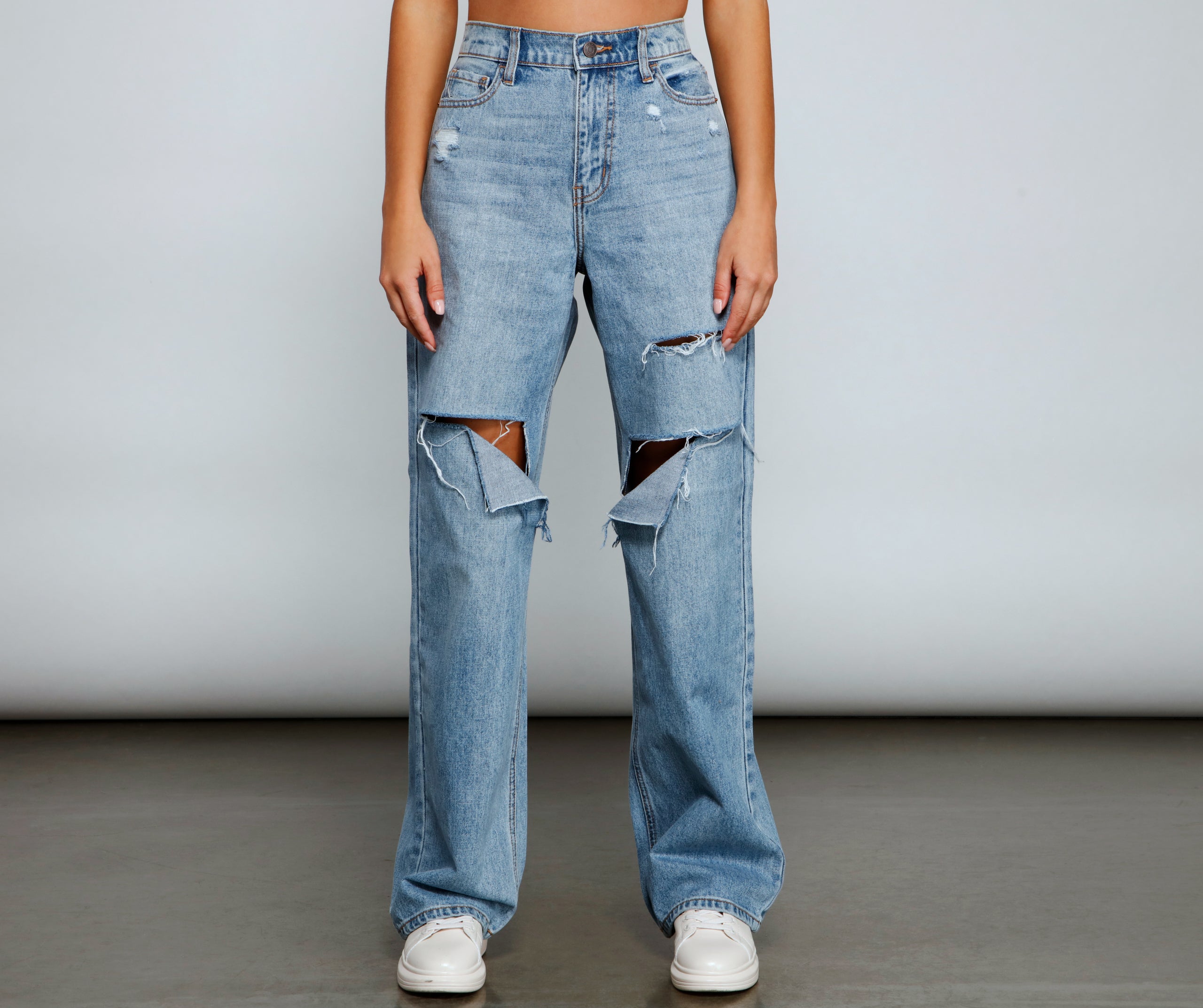 Throwback Vibes High-Rise Destroyed Boyfriend Jeans