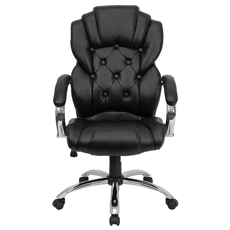 Emma and Oliver High Back Transitional Style Leather Executive Swivel Office Chair with Arms